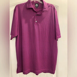 FootJoy Polo Shirt Men medium Pink Black FJ ProDry Lisle Performance Golf NWOT